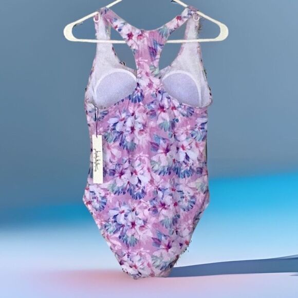 NICOLE MILLER STUDIO NWT ONE PIECE BATHING SUIT SWIM RACER BACK CABANA HIBISCUS - Picture 2 of 7